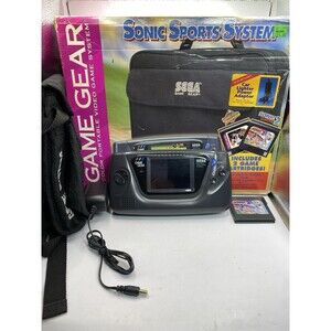 Sega GAME GEAR Console (1991) With Box Sonic Sports System Sonic 2 Case TESTED